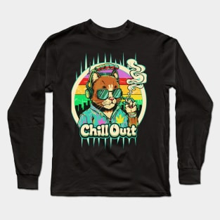 Chill Out: Hip Hop Cat Art Piece Long Sleeve T-Shirt